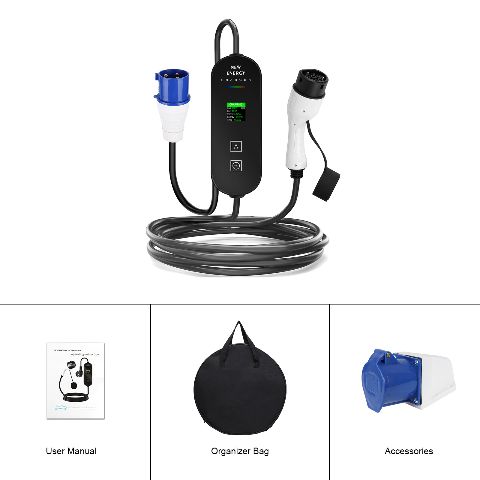 EU/UK Plug CEE 32A/16A Portabl - Portable Ev Charger 32A Type 2 Cee Plug 评论和价格