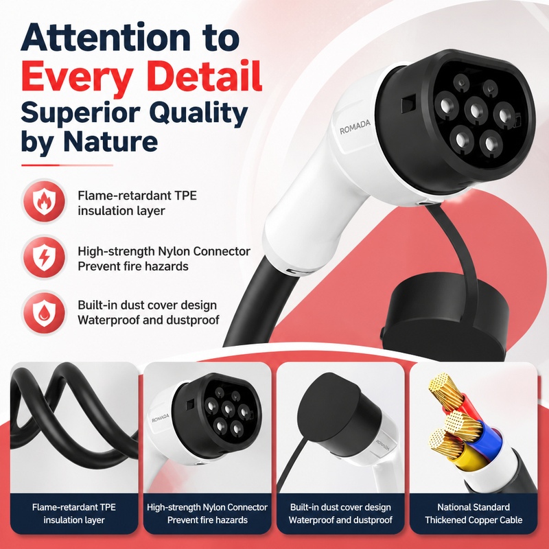 7KW ROMADA Electric Vehicle Po - Portable Ev Charger 32A Type 2 Cee Plug 评论和价格